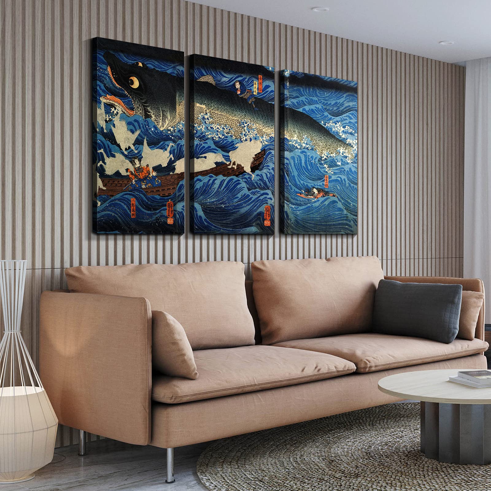 絵画 Painting Amazon.com: Denozer - 3 Piece Canvas Wall Art - The Ukiyoe Oil