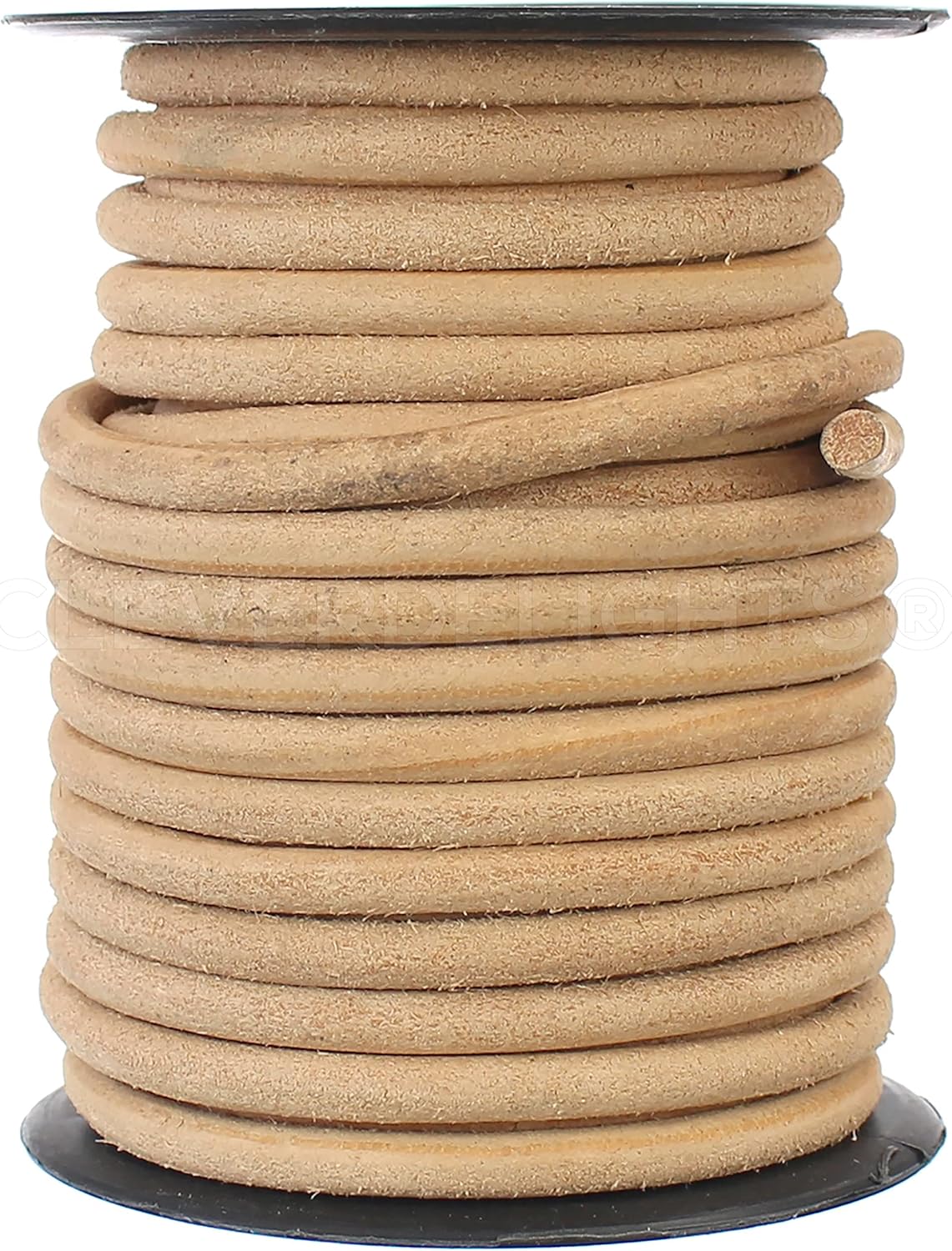 CleverDelights 50フィート 1/4インチ 本革ラウンドコード ナチュラル