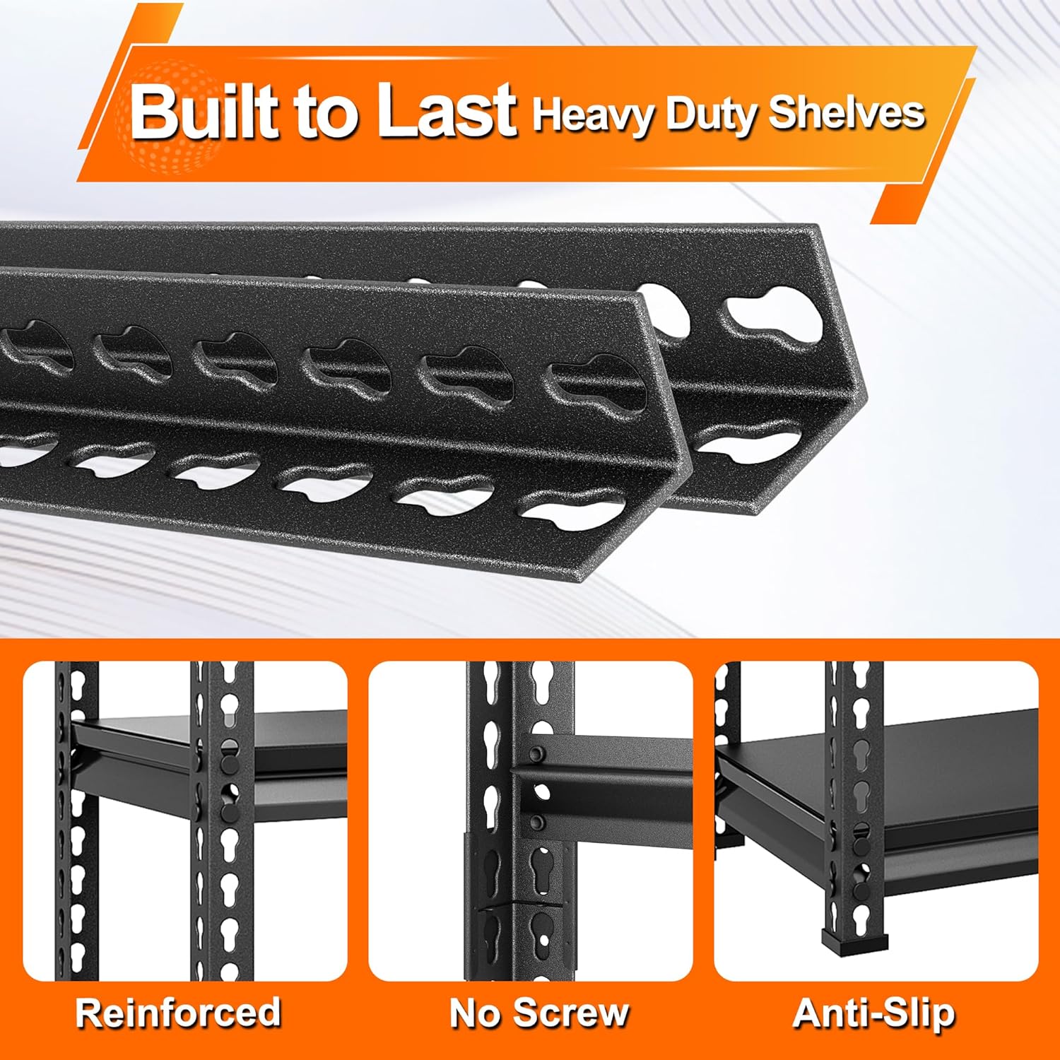 Utility Garage Shelves Heavy Duty - 48''W 1,500Lbs Steel Metal Industrial Storage Shelving Rack Units Adjustable 48" W x 16" D x 36" H 3 Tier Black