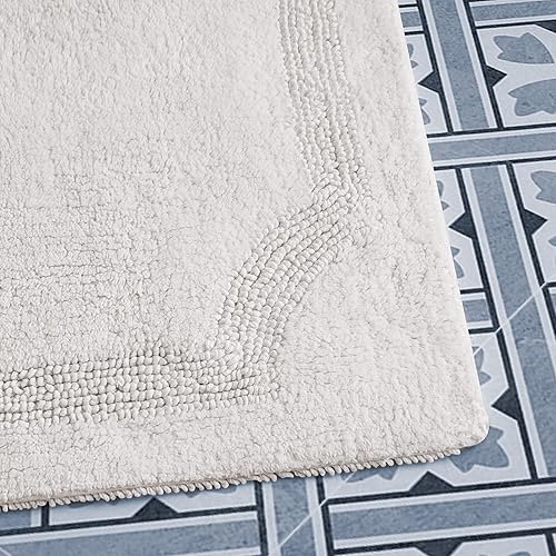 Miniatura 4 de Laura Ashley - Tapete de baño reversible de algodón, decoración de baño de alta calidad, lavable a máquina, altamente absorbente, juego de 2 piezas,