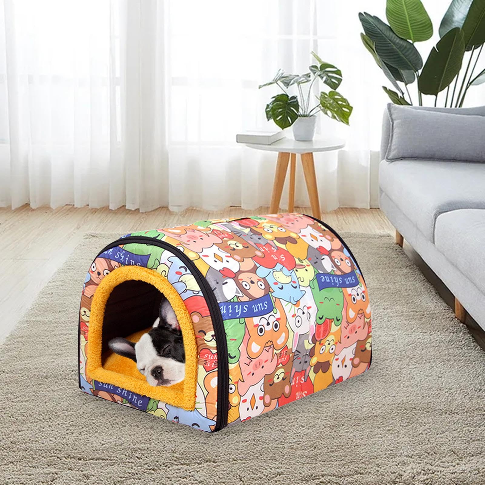 Outdoor Cat House - Weatherproof Warm Shelter for Winter | Outside Cold Weather Pet House, Self-Warming Cottage Coop for Strays, Ferals, and Outdoor Pets