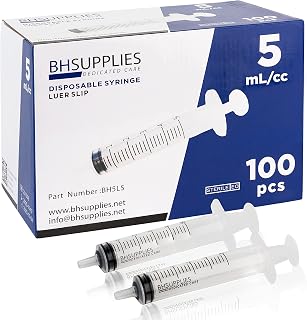 BH Supplies 5ml Oral Syringe (No Needle) - Sterile, Individually Wrapped - 100 Syringe