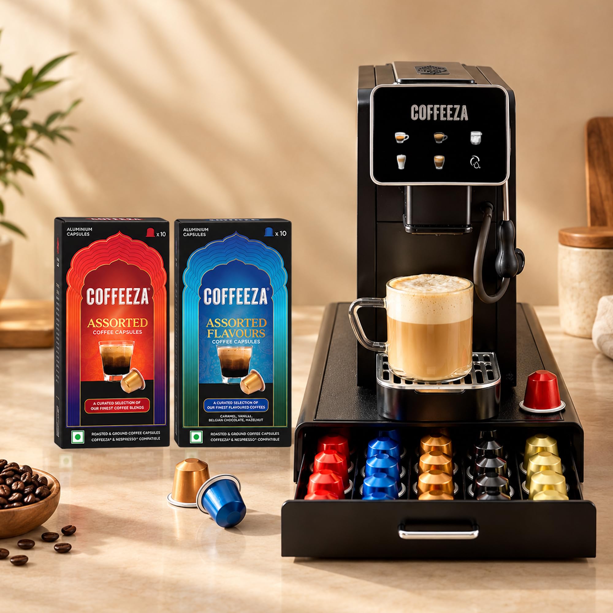 COFFEEZA Lattisso Pro One Touch Cappuccino Machine with Coffee
