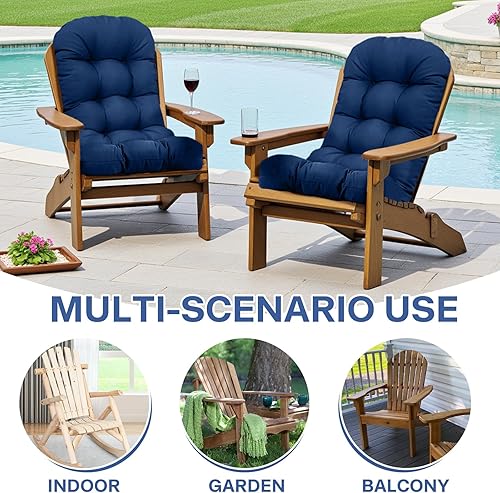 Miniatura 5 de Cojines para silla mecedora de respaldo alto para exteriores, impermeables, color verde azulado, paquete de 2 cojines de repuesto acolchados con