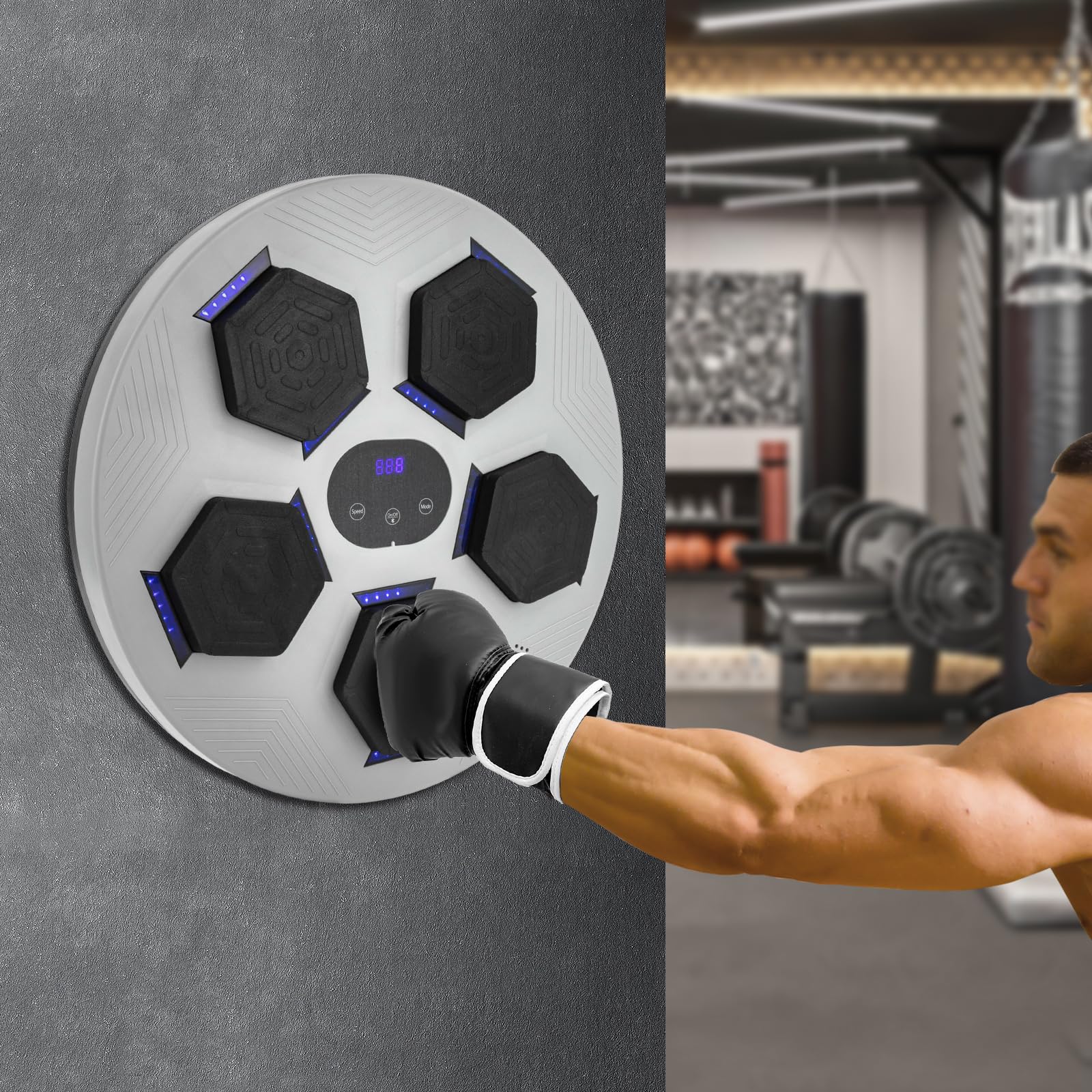 Disco musicale da boxe montato a parete Smart Elettronica Supporta Bluetooth LED Music Boxing Machine con guantoni da boxe e pannello touch per adulti e bambini rilascio in camera da letto studio