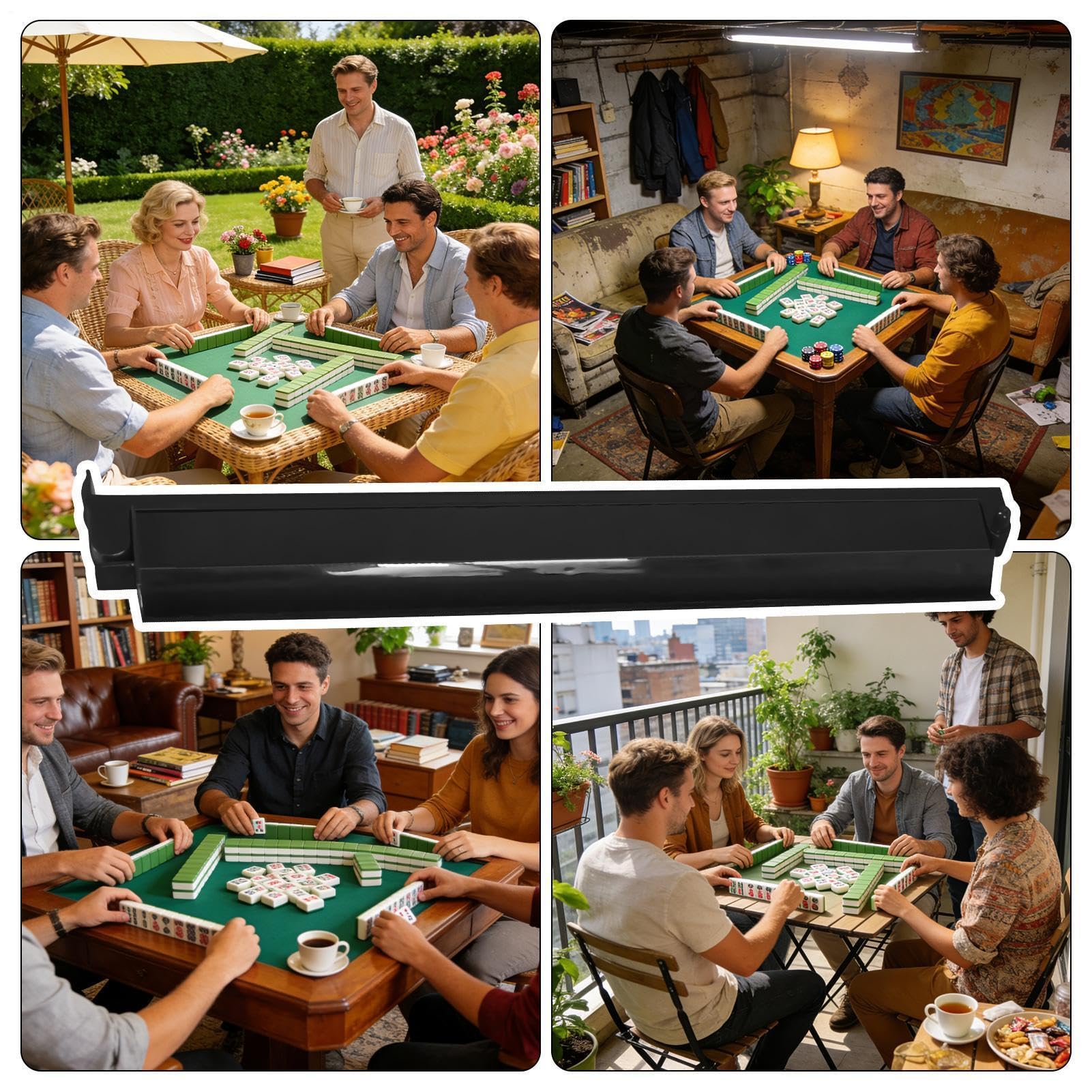 Mahjong Rack and Pusher – Game Stand Organizer