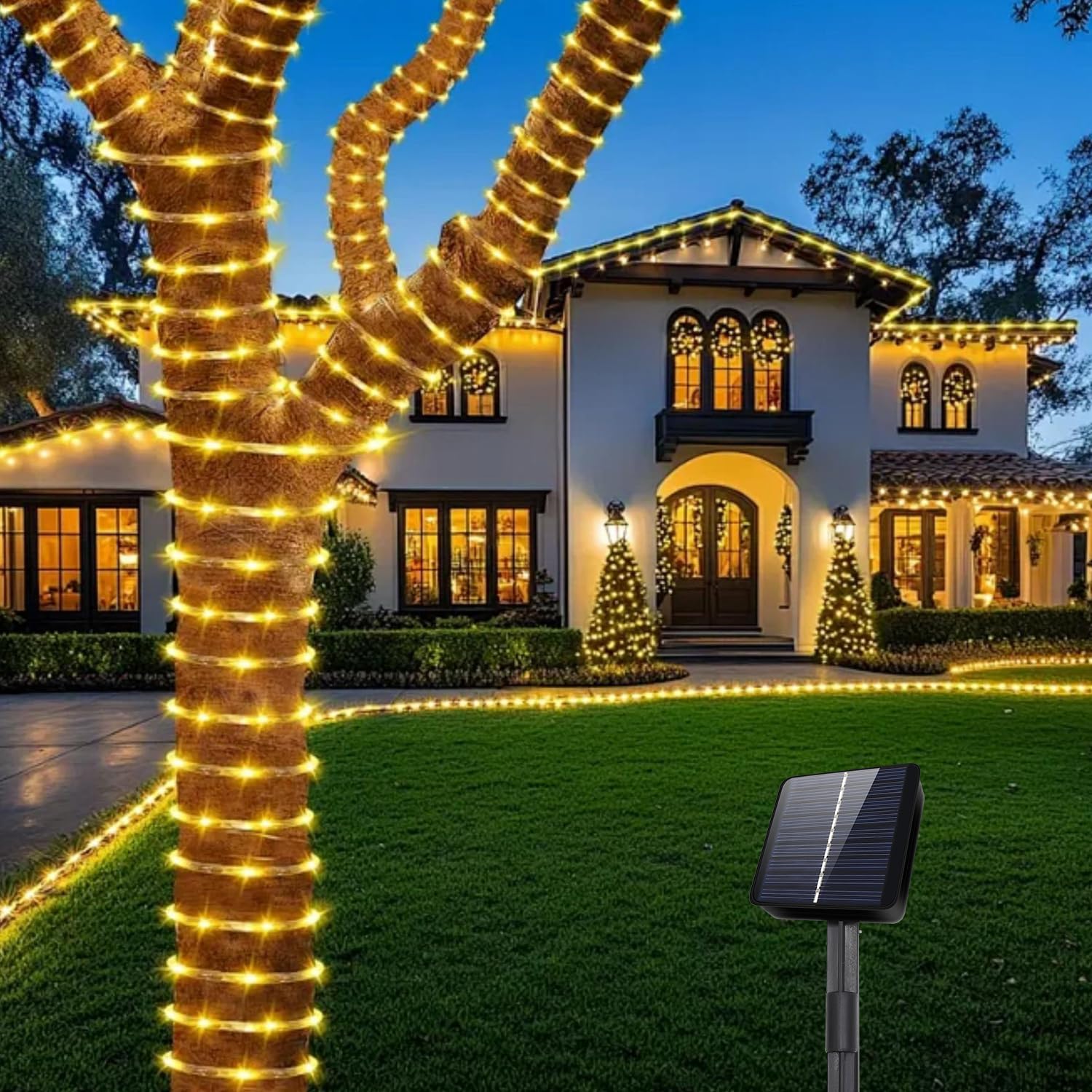 Afaiup Solar Lichterschlauch Aussen, 10M 100 LED Lichtschlauch Outdoor wetterfest (IP65), 8 Modes Lichterkette Außen solar Ideal für Garten, Terrasse, Zaun, Hof, Weihnachten und Party-Deko