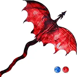 JEKOSEN Fiery Dragon 54 'Enorme Pipa Para Crianças E Adultos Fácil De Voar Corda De Linha Única Com Cauda De 160' Para Viagens À Praia, Parque, Família, Jogos E Atividades Ao Ar Livre