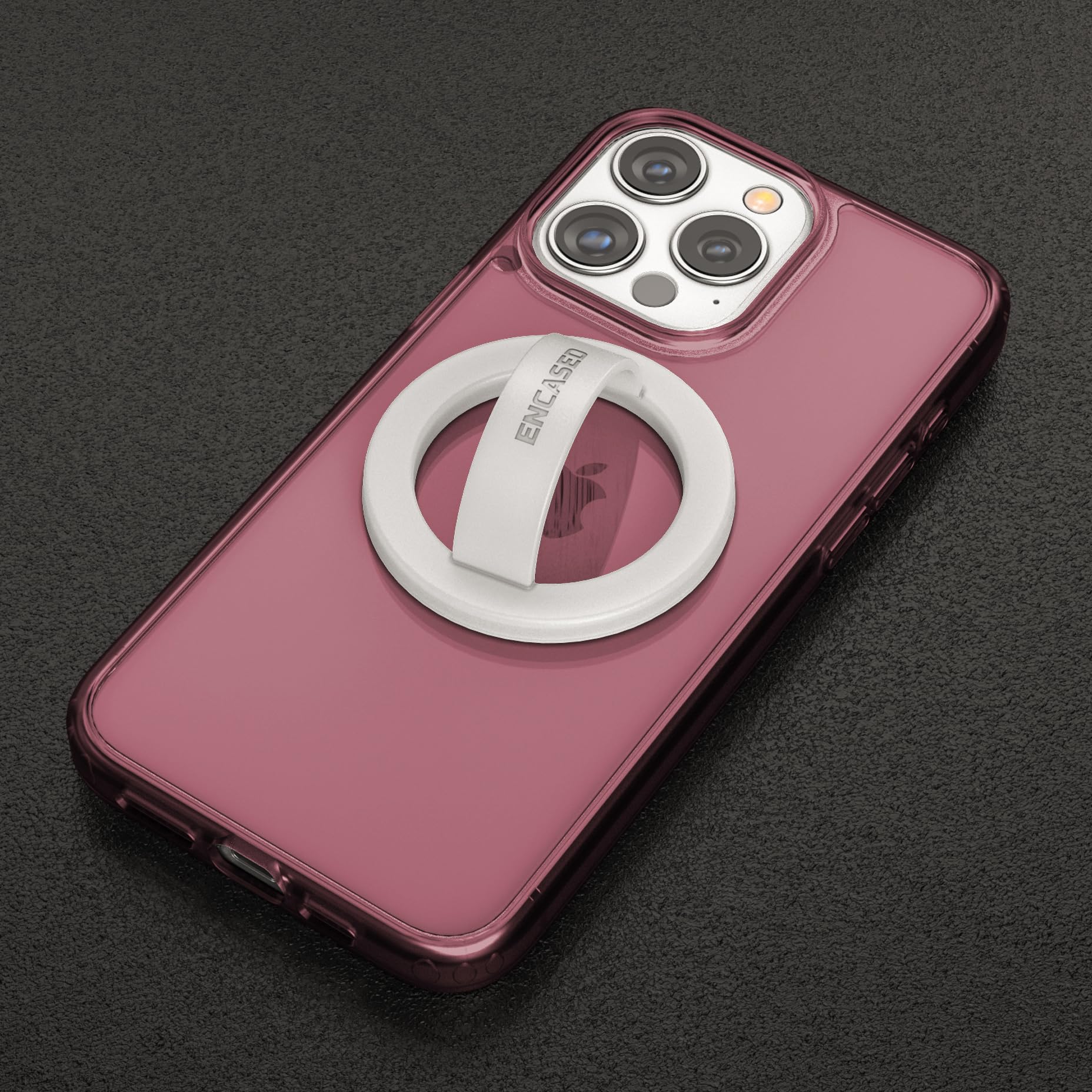 Encased Magnetyczny uchwyt na telefon (kompatybilny z MagSafe), cienki silikonowy pierścień na palec do iPhone'a (biały)