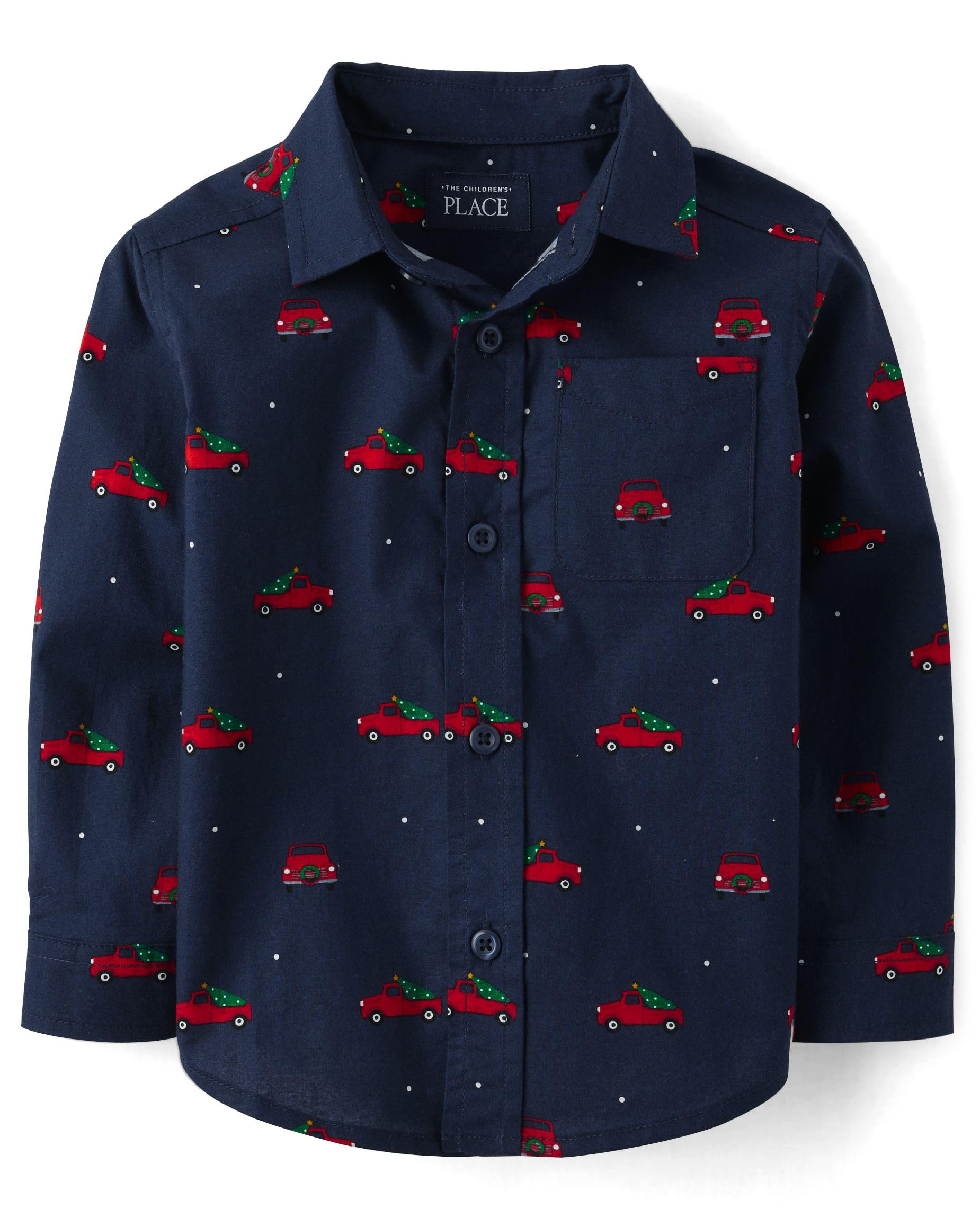 The Children's Place Baby Boys' and Toddler Poplin Long Sleeve Button Down Shirt