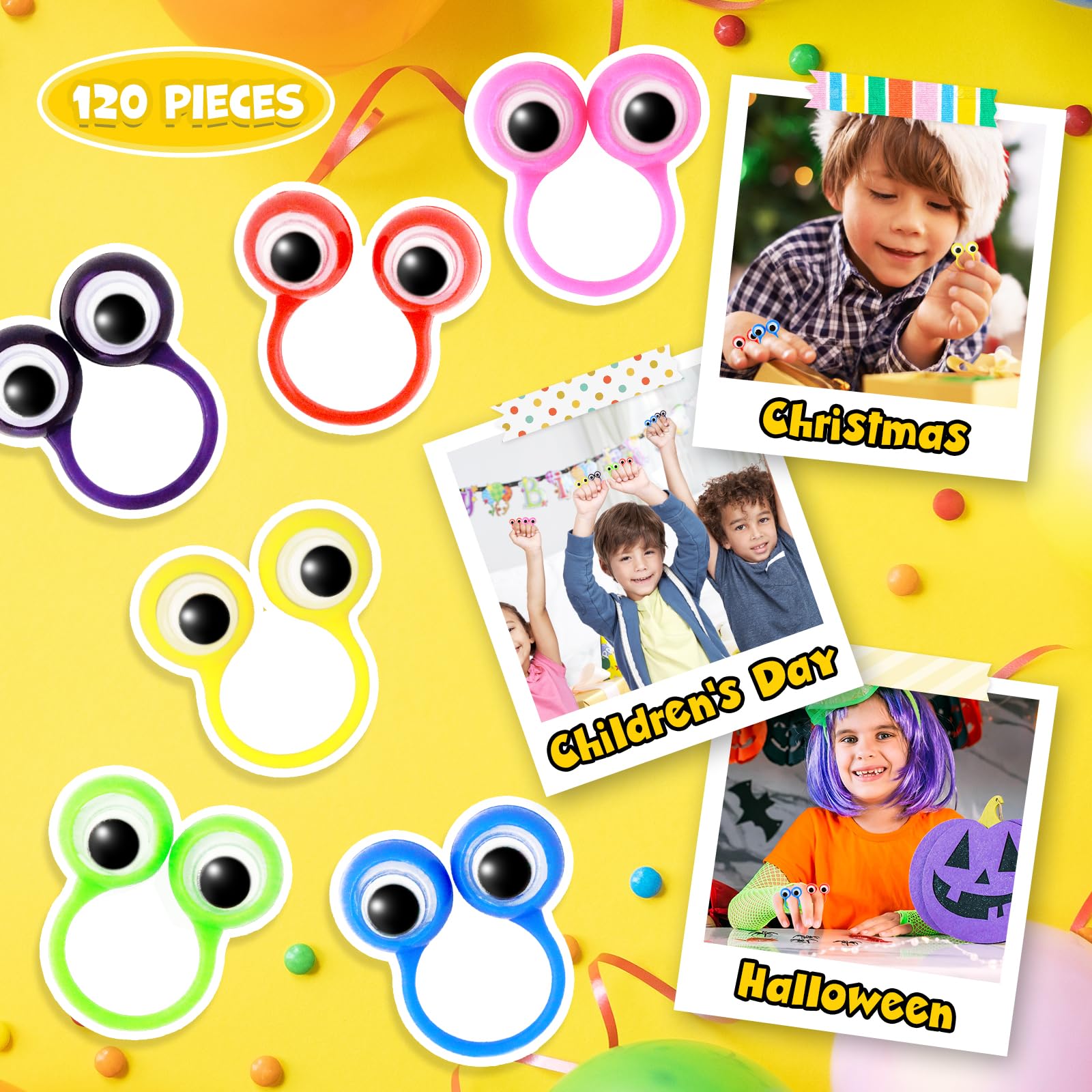 120 piezas de recuerdos de fiesta en la naturaleza de pequeños juguetes de marionetas de dedo y ojos, juego de mini marionetas de dedo y recompensas de aula para niños. 7
