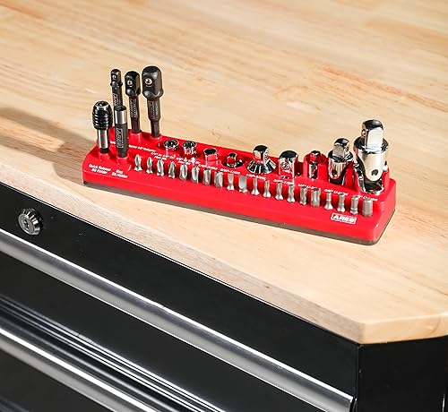 Miniatura 8 de ARES 70751 - Juego de accesorios de 34 piezas, incluye adaptadores, juntas universales, soportes para puntas y brocas, organizador magnético para