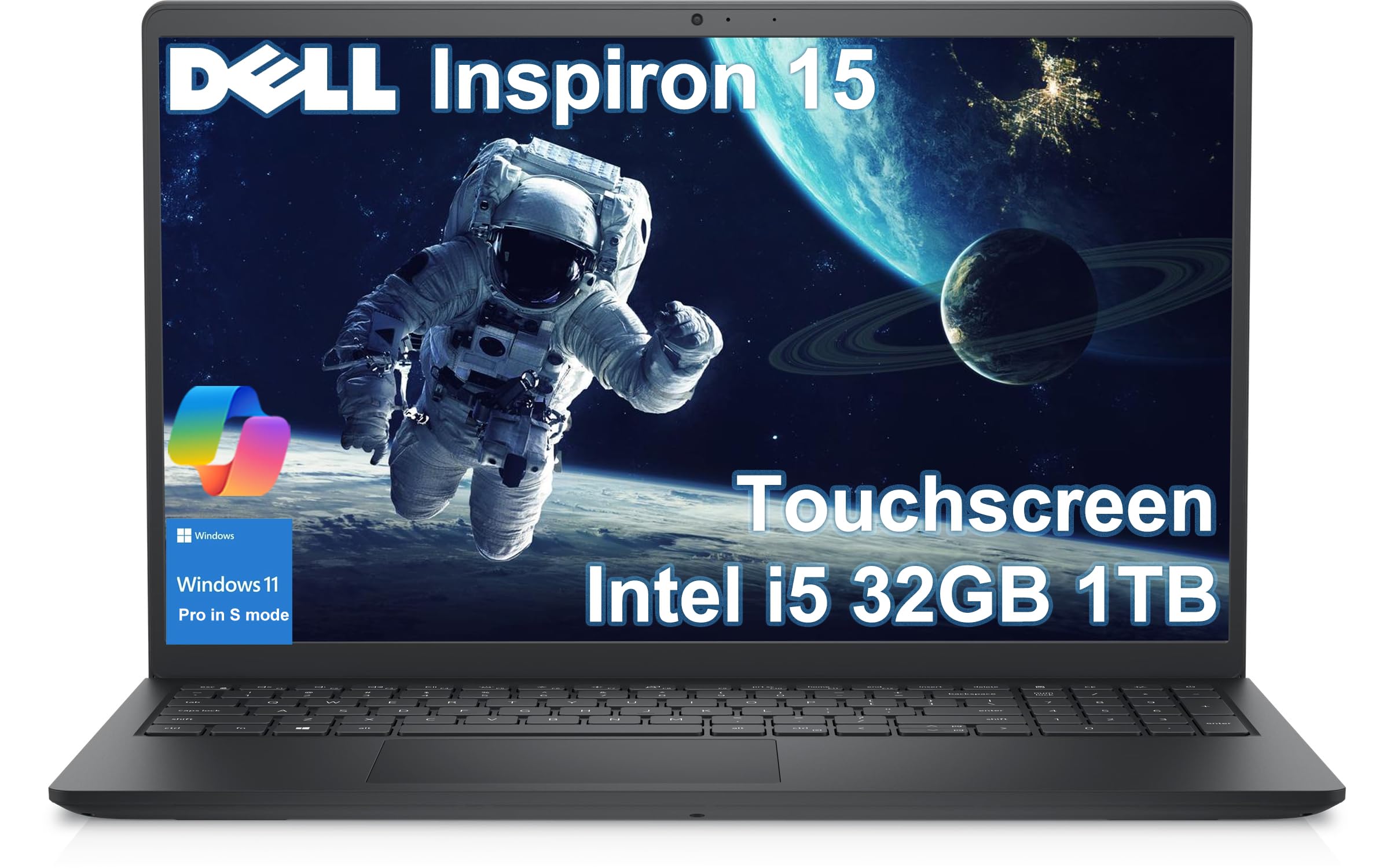 Dell Inspiron 15 Touchscreen Laptop (15.6" FHD LED, Intel 10-Core i5-1334U (> i7-1255U), 32GB RAM, 1TB SSD) for Business, Home, Fast Charge, Inspiron 3000 3530, Webcam, Win 11 Pro in S w/ Copilot