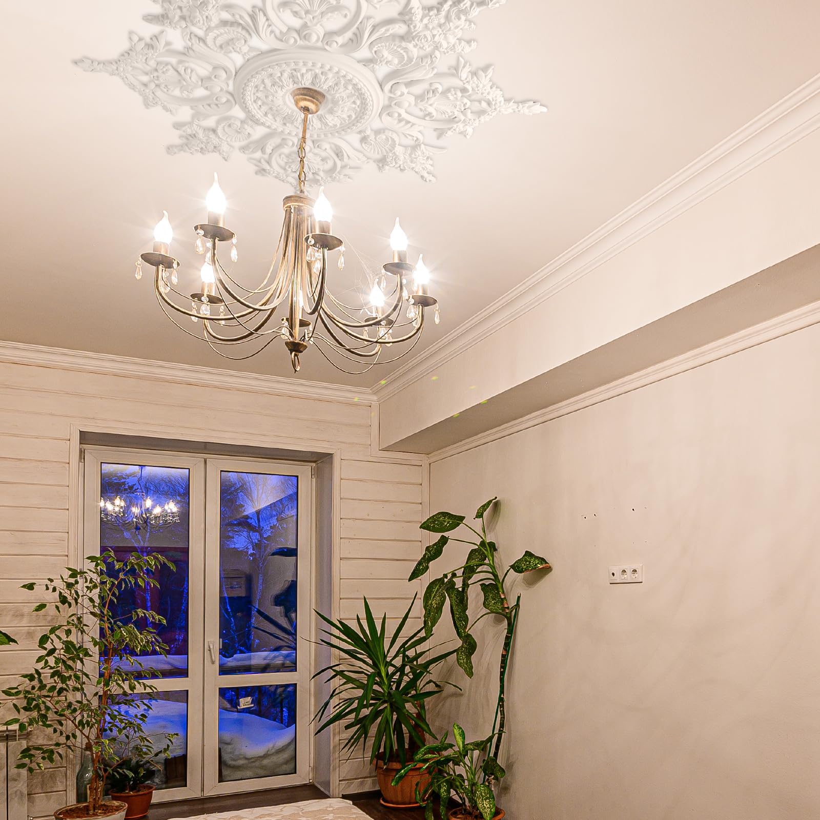 Nuanchu 32.7'' Large PU Ceiling Medallion for Chandelier Light Fixtures — Amazon image 7