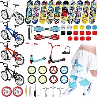 57 Pcs Mini Finger Toy Set, Finger Skateboards, Finger Bikes, Finger Scooter, Finger Tops, Finger Pants, Finger Shoes, Finger Knee Pads, Mini Bike Wheels Tools for Christmas Party Gift