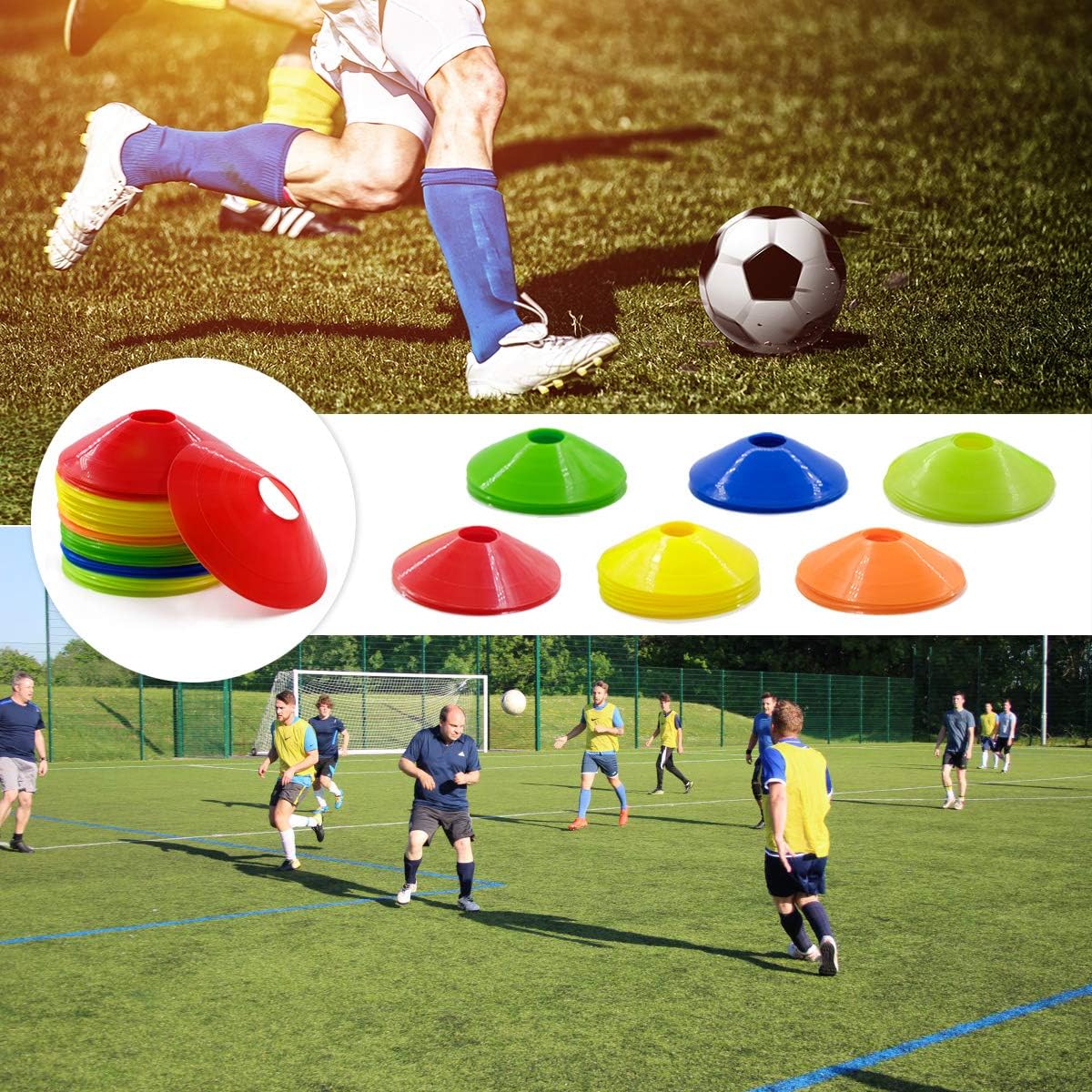 HSZJsto Pro Disc Cones (Set of 60) Soccer Mini Cones - Agility Soccer Cones with Carry Bag for Training, Football, Kids, Sports, Field Cone Markers, Sports Equipment for Fitness Training : Sports & Outdoors