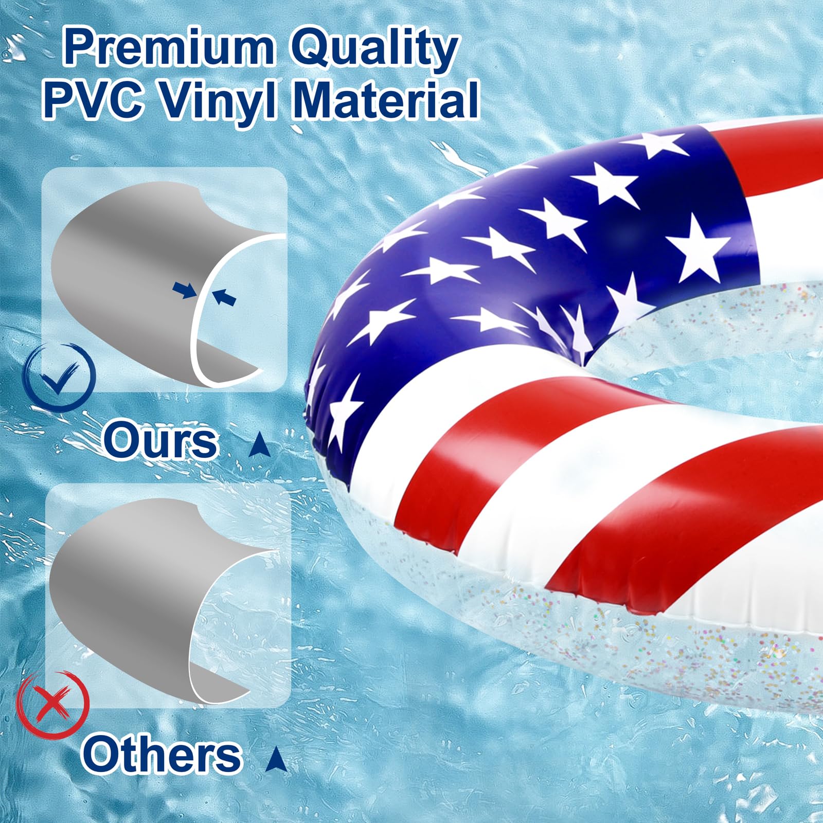 Snapklik.com : Elcoho 4 Pack Inflatable USA Pool Float Tube USA Flag ...