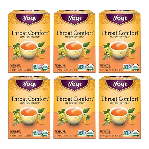 Yogi Tea - Throat Comfort (paquete de 6) - Reconforta la garganta - 96 bolsas de té