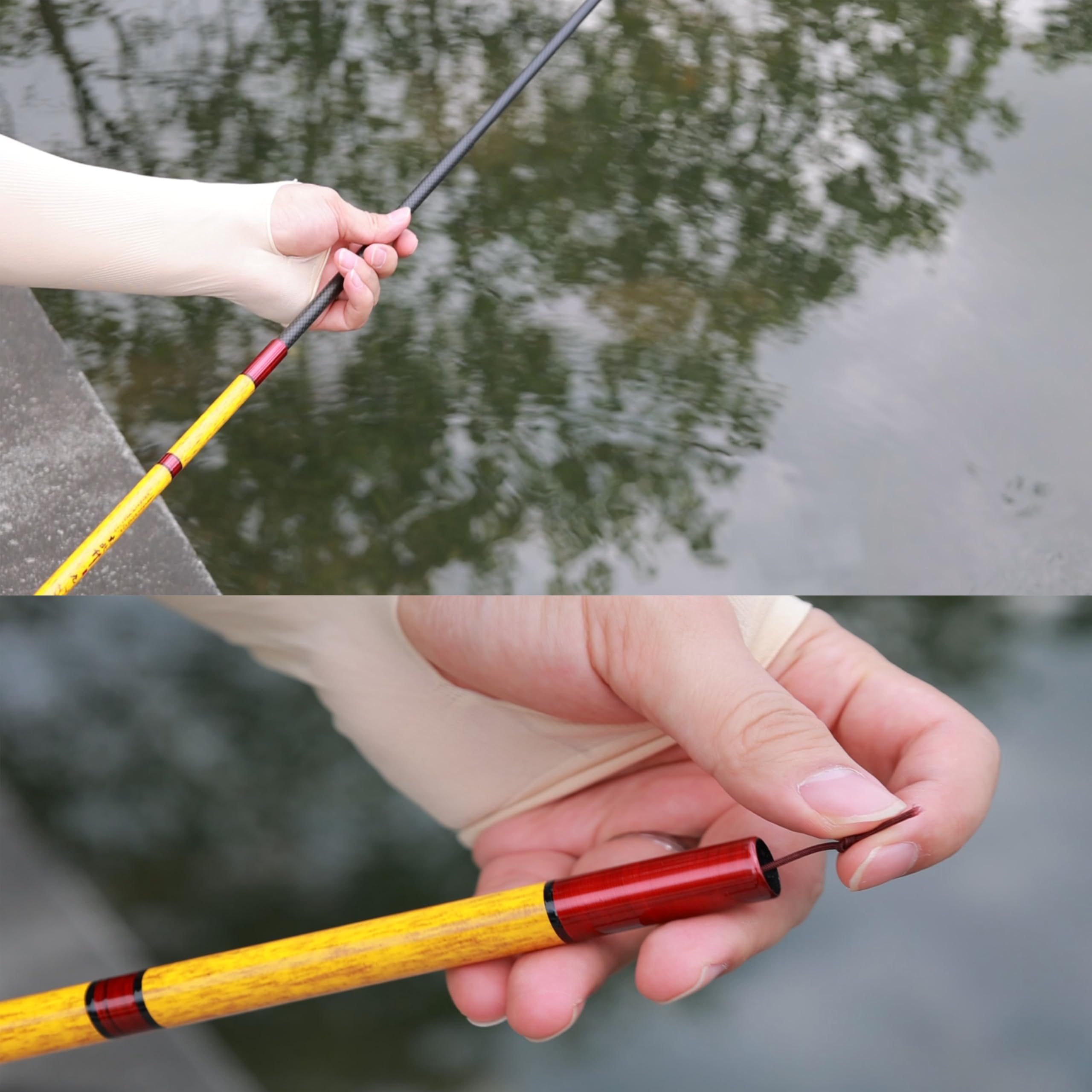 Tenkara Canne à pêche télescopique ultra courte Canne à pêche Tenkara Portable Pliable Bass Crappie Kit complet Canne à pêche en fibre de carbone Toutes les eaux Tube d'emballage de qualité