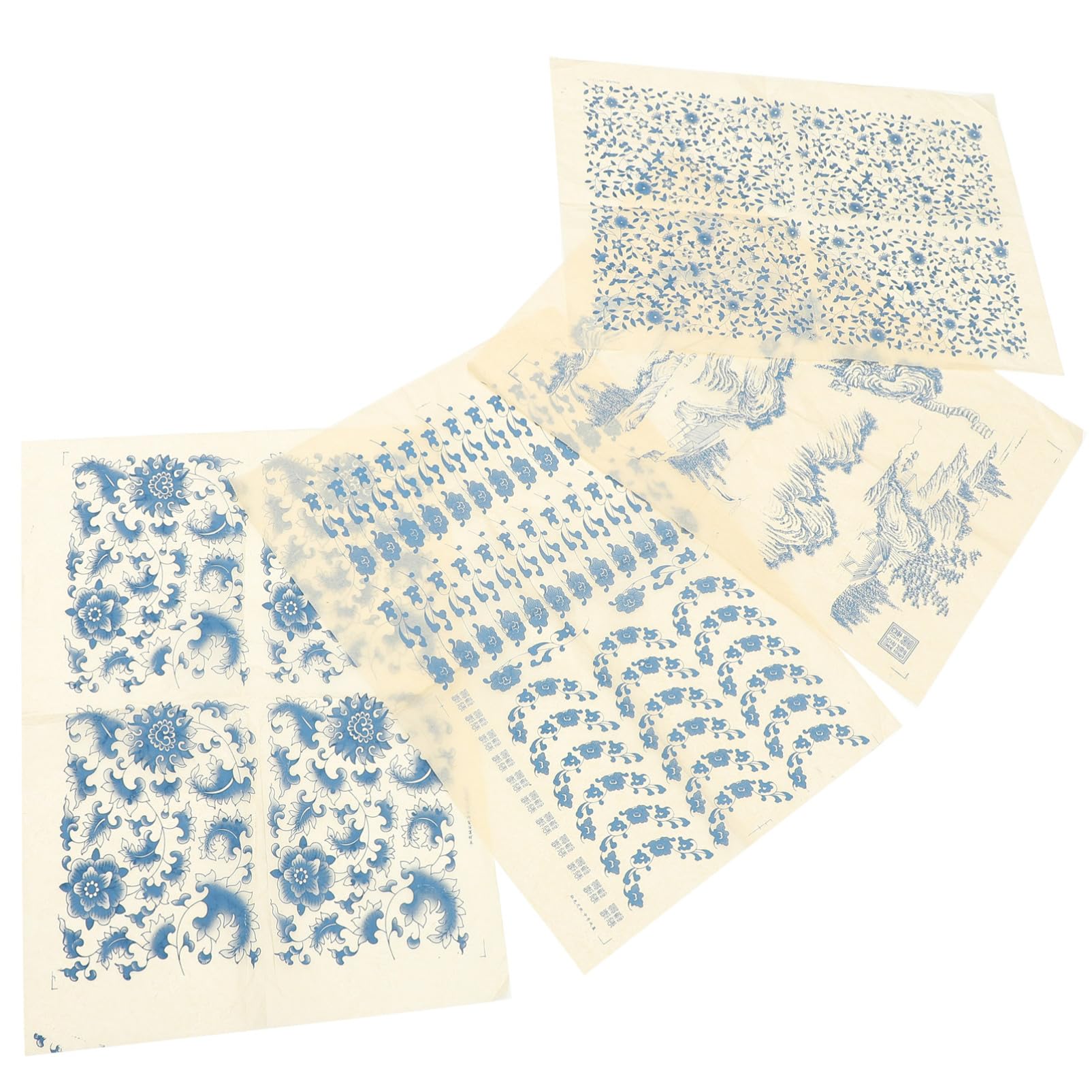 TEHAUX 20feuilles Papier De Transfert Décalcomanies sous-glaçure pour Artisanat Design Chinois Haute Température
