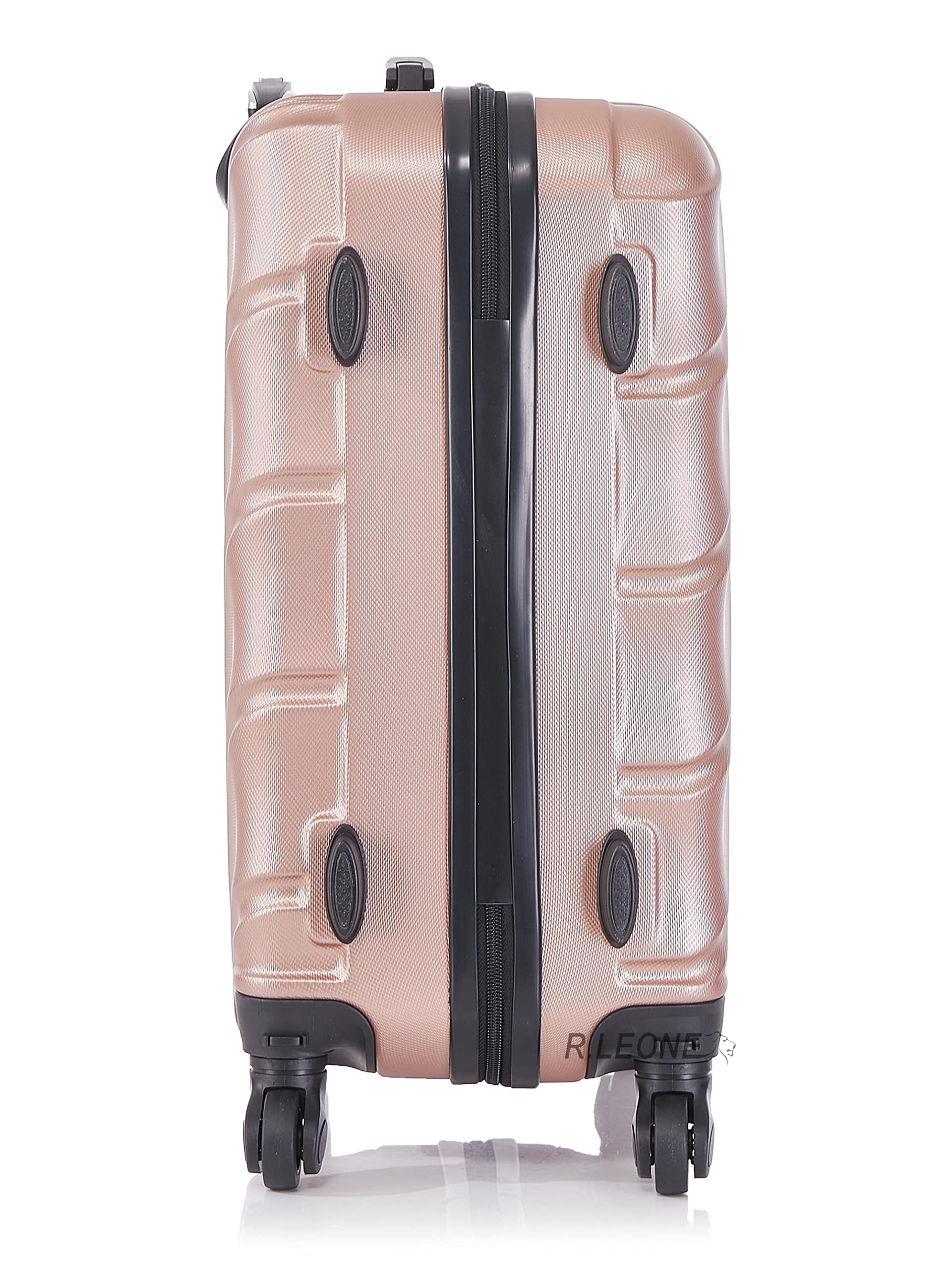 R.Leone Valigia Trolley Bagaglio a mano Rigido Ultraleggero in ABS 4 Ruote Autonome (Rose Gold, 2130 Valigia 56x45x25cm)