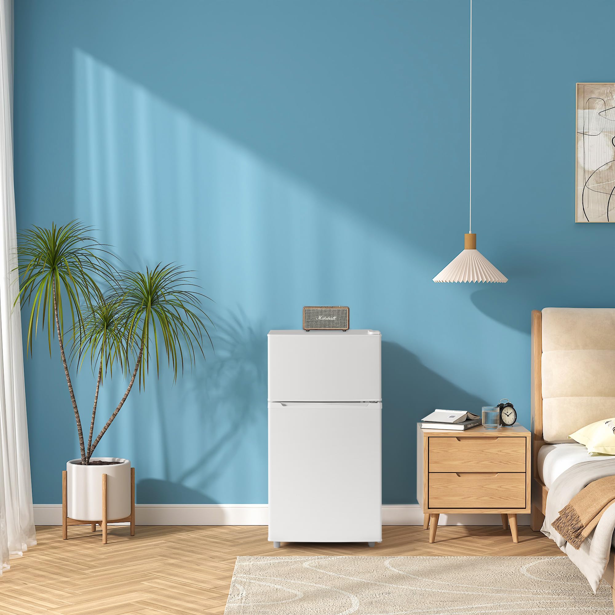 Double Door Refrigerator With Freezer, 3.5 Cu.Ft, Small Fridge With Freezer, 7 Settings Temperature Adjustable, Mini Refrigerator For Apartment Bedroom Dorm And Office (3.5 Cu.Ft, White) on Fridge.com - View 2