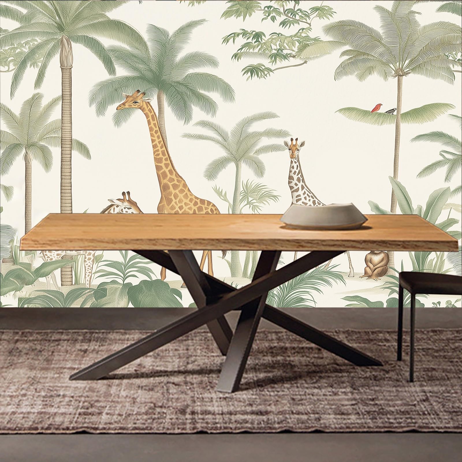 Générique 3D Photo Murale Animaux de Bande Dessinée Girafes Papier Peint Personnalisé, pour Salon et Chambre Girafe de Bande Dessinée Murales, Fresque Home Decor 250 x 175 cm (L x H) Peinture Murale