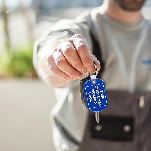 Miniatura 7 de DISCOUNT PROMOS Etiqueta Llavero de plástico blando - Llavero pequeño para mantenerse organizado - Llavero de goma, - Personalizado Azul