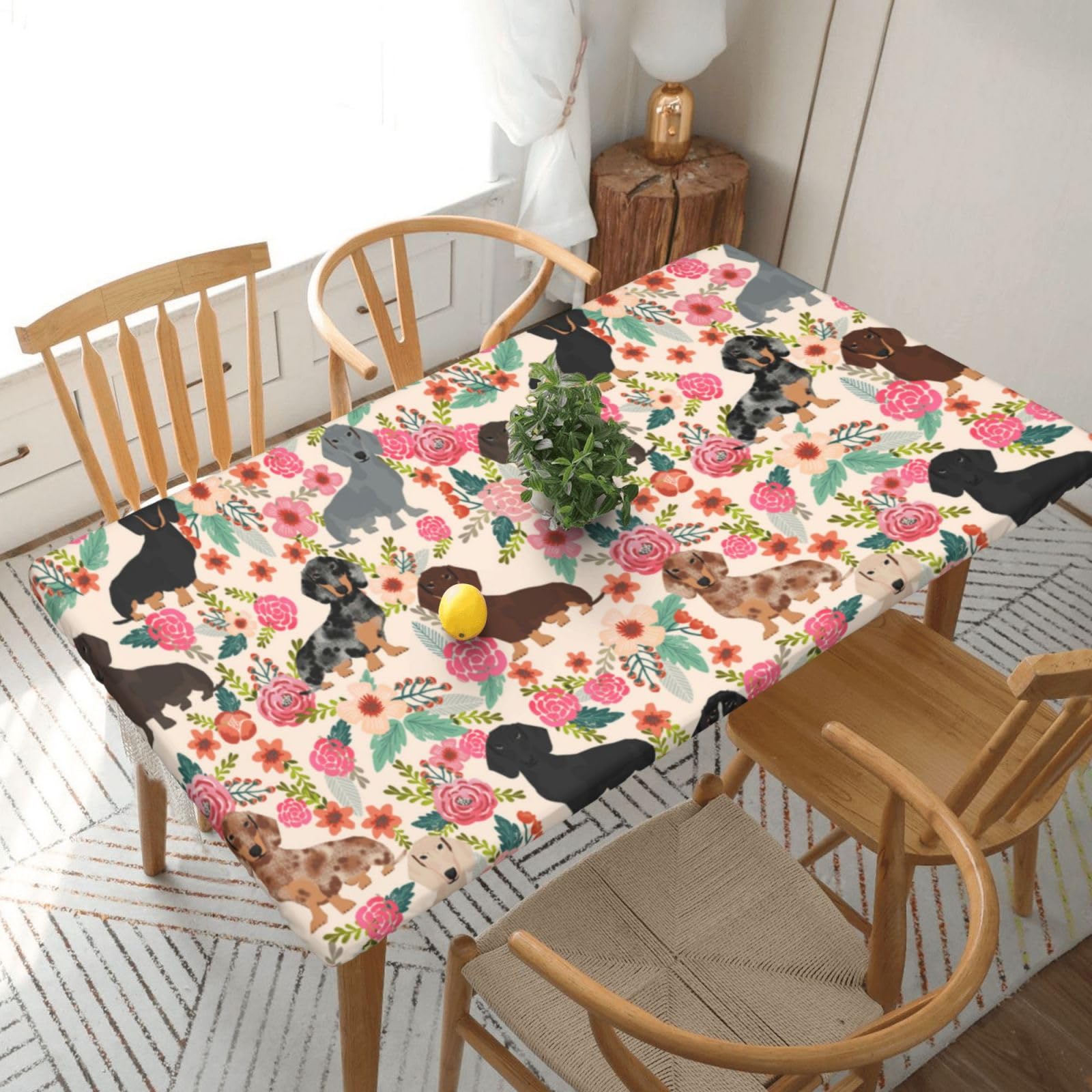 BNVSADC dachshund Printed 5FT Tablecloth Polyester Kitchen Water Resistant Table Cloth Dining Table Decoration Table Covers, 152x76 CM