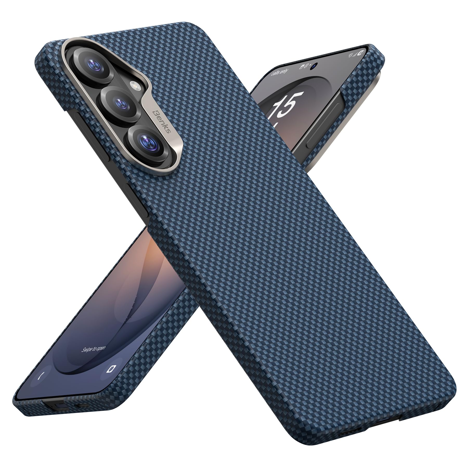 BENKS ArmorTint Funda para Samsung Galaxy S26 6,3 Pulgadas, Carcasa Delgada Ligera, Fabricado con Fibra de Aramida Kevlar, Magnética Funda para Samsung S26 Case, Azul Starlight