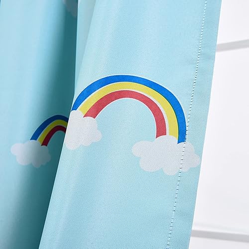 Miniatura 7 de ATGRTREE Cortina de dibujos animados con diseño de arco iris, para oscurecer la habitación, opaca, ajustable, cortina para barra de cortina para