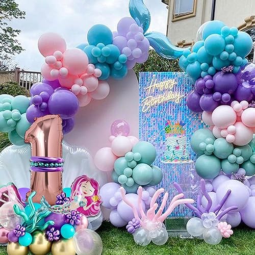 Miniatura 7 de 1 paquete de decoración de pastel de sirena para pastel de feliz cumpleaños, caballito de mar del océano, estrella de mar, cola de sirena,