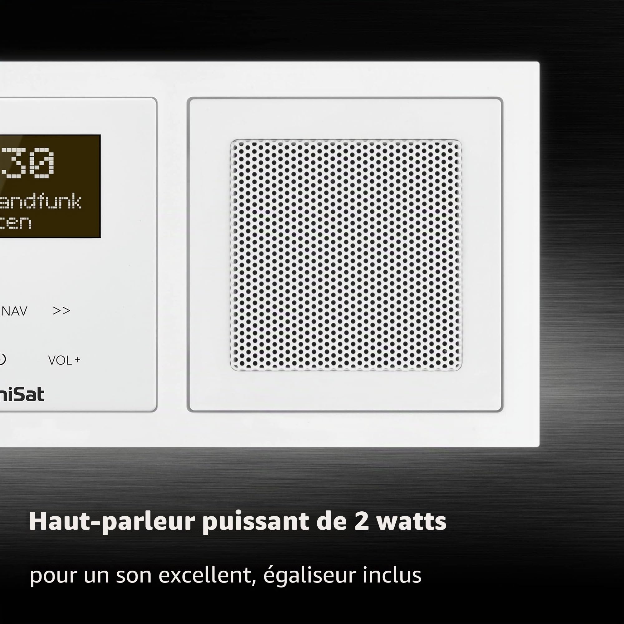 TechniSat DIGITRADIO UP 55 - Radio Dab+ encastrable pour Un Montage Flexible (Dab, FM, réception Bluetooth, écran OLED dimmable, Alarme et minuterie de Sommeil, 2 Watts) Frontale RAL 9016, Blanc