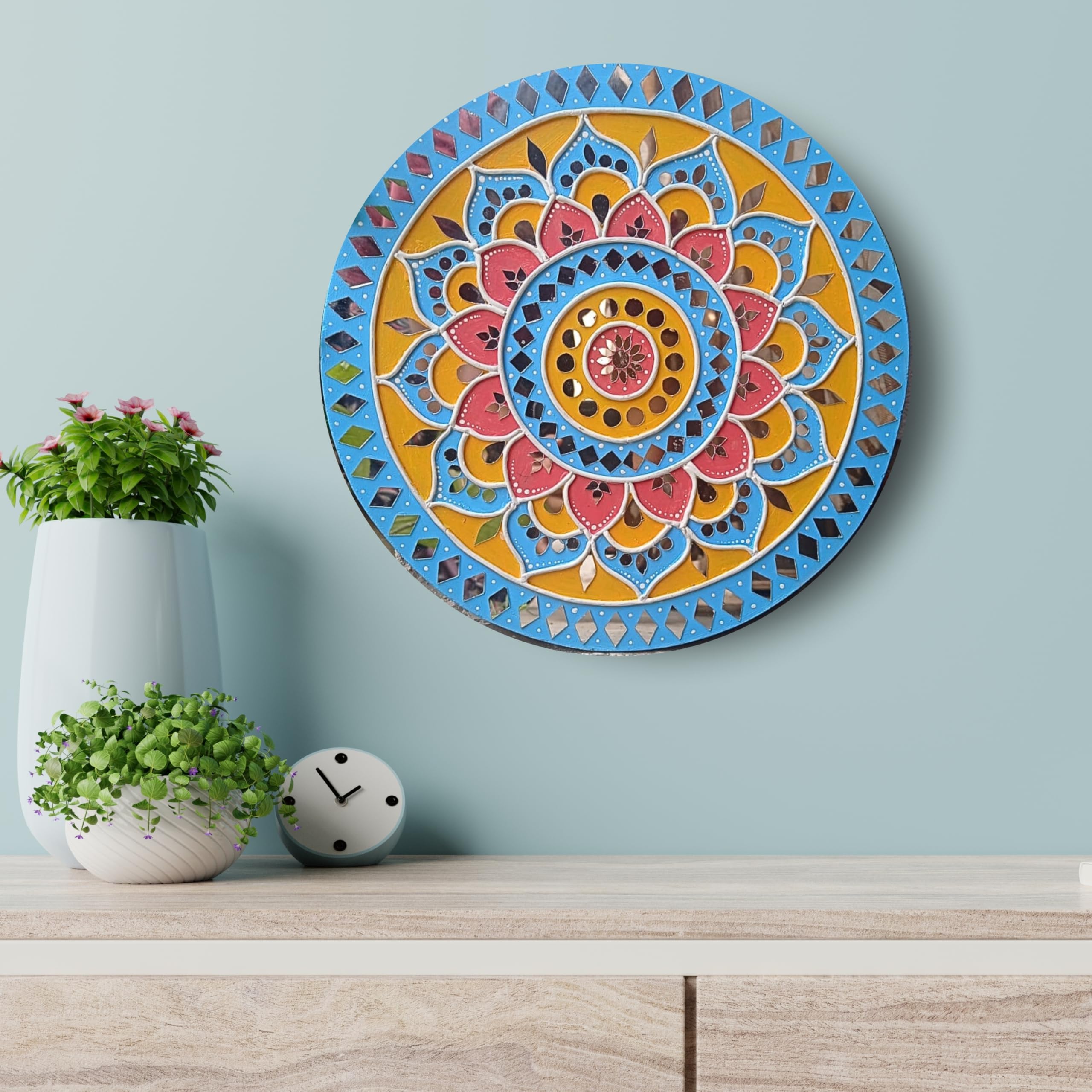 Lippan Art Wall Hanging Home Decoration in Circle, Mandala Lippan