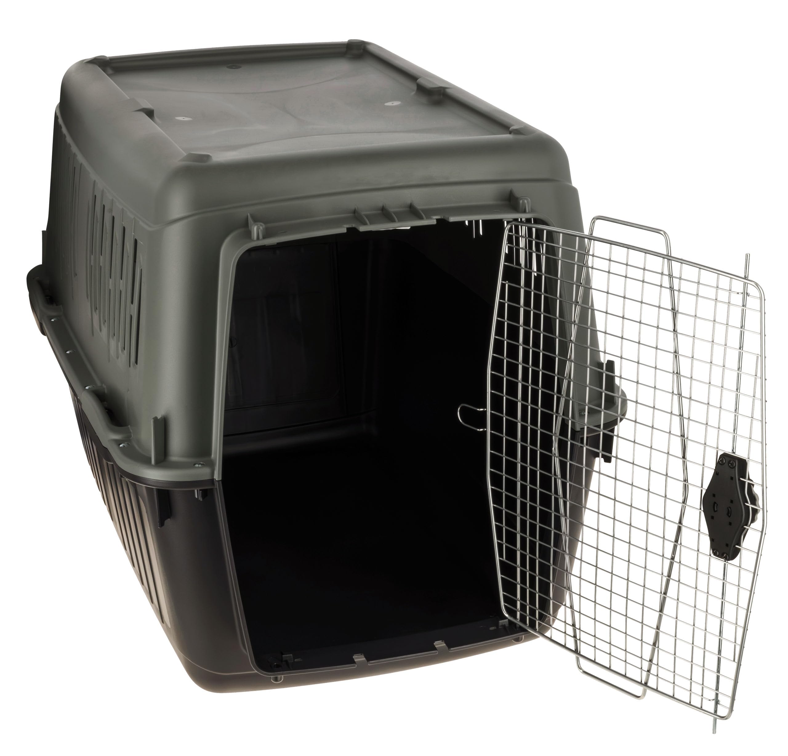 Transportbox Eco, Hundebox, anthrazit/graugrün, 102 x 73 x 76,5 cm, Kunststoff, 35-60 kg, Hunde, flugtauglich, mit 0,3 l-Wassernapf, mit Metalltüre