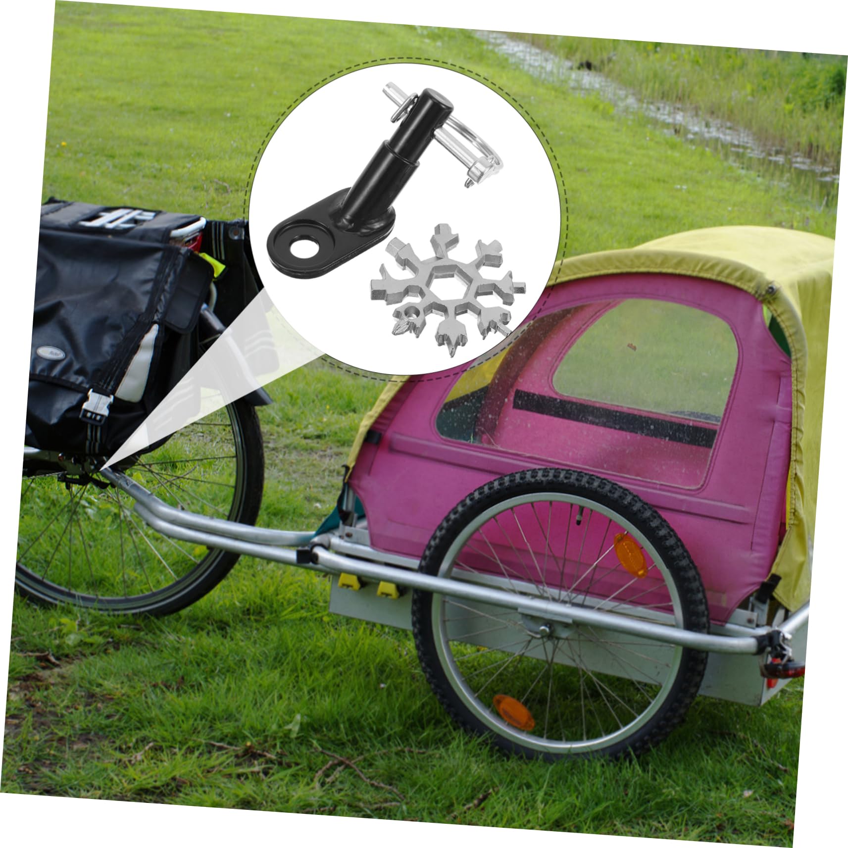 Anneome Bike Trailer Hitch Coupler Attachment Sturdy Metal Bike Trailer Connector
