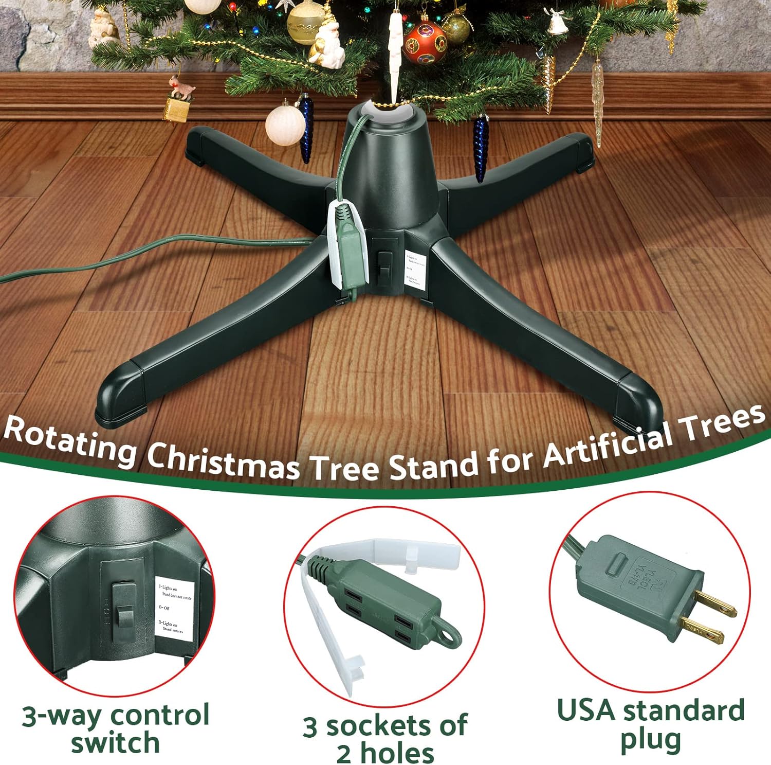 Buy Hortsun Christmas Tree Stand 360 Degree Rotating Adjustable Tree