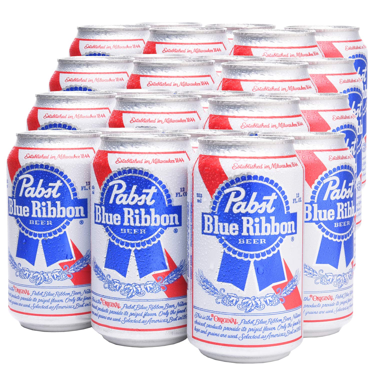 PABST BLUE RIBBON® - Amerikanisches Dosenbier [24er Pack] 24 x 355ml US Bier, American Beer | Amerikanische Getränke als Original Importware inkl. 6,00 € DPG Pfand