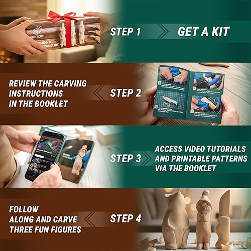 Miniatura 4 de Kit de Cuchillo para Tallado de Madera BeaverCraft S15, Kit de Talla para Principiantes, Niños - Juego de Herramientas de Tallado de Madera con