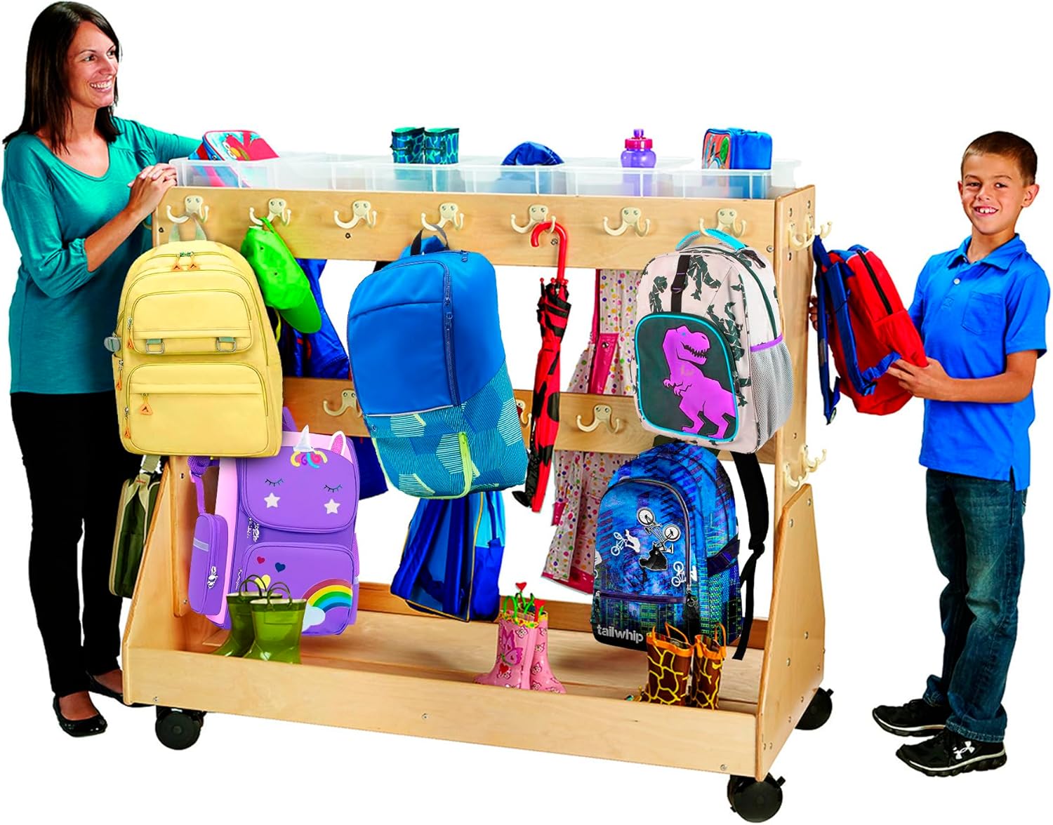 Rolling Backpack cart and Classroom Cubbies for Daycare