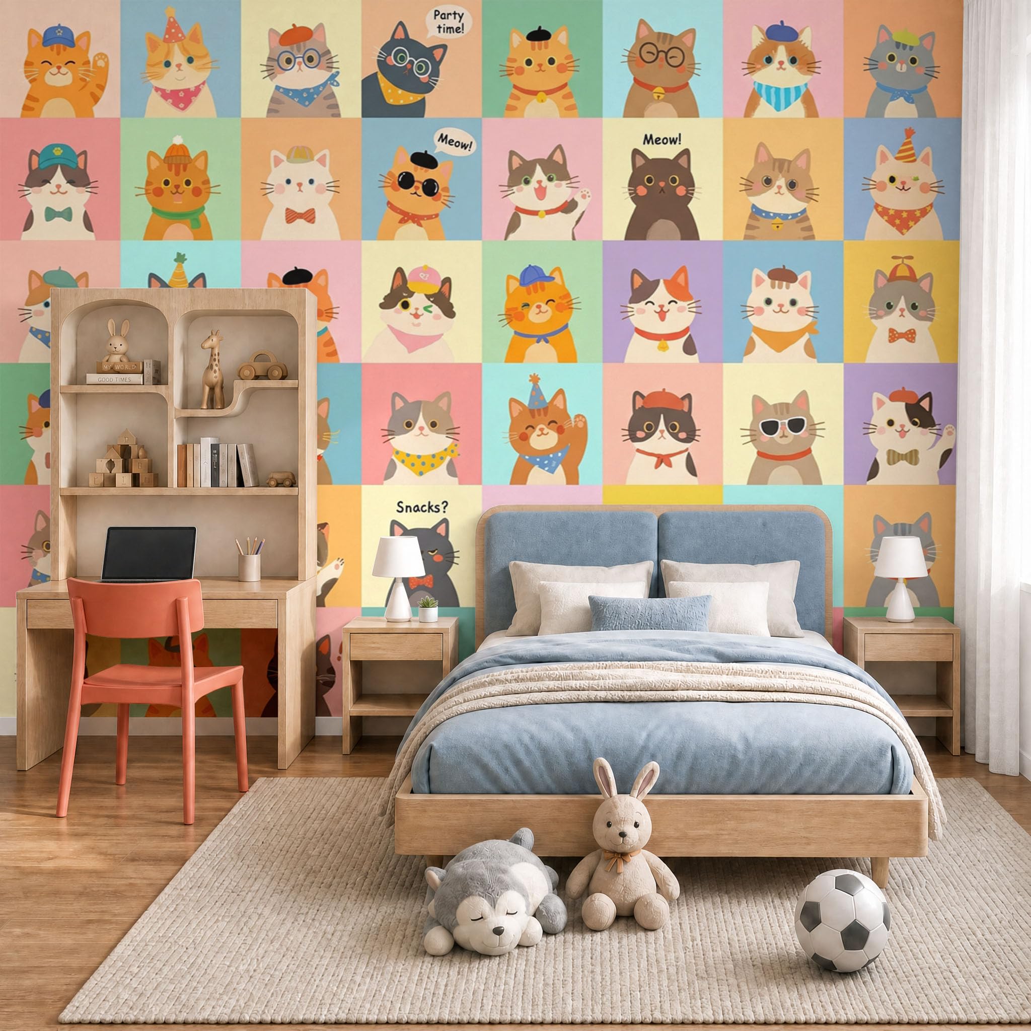 Papier peint panoramique chat mignon pour créer un espace tendre et poétique chez soi