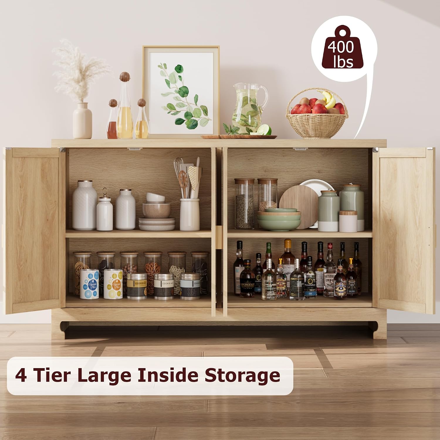 Interior view of GarveeTech cabinet showing adjustable shelves and storage capacity