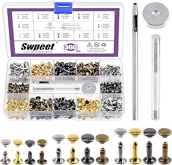 Swpeet 360套四色皮革铆钉双头铆钉DIY皮革工艺工具组合套件