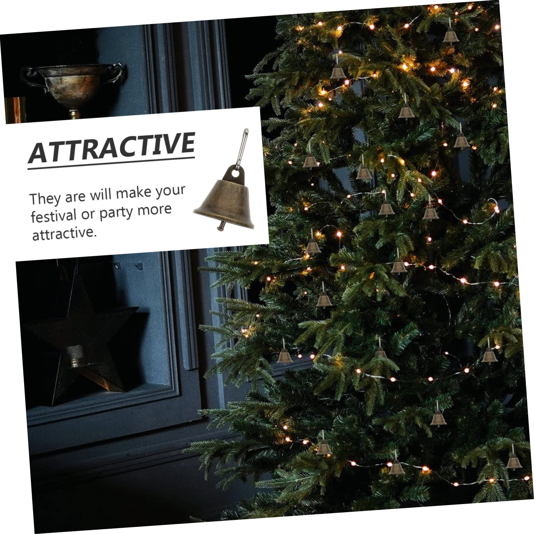 75 Pezzi Campana Di Corno Di Bronzo Campane Appese Di Natale Campane Rustiche Per L'Artigianato Ornamenti Di Di Natale Piccole Di Bronzo Appese Ciondolo Appeso