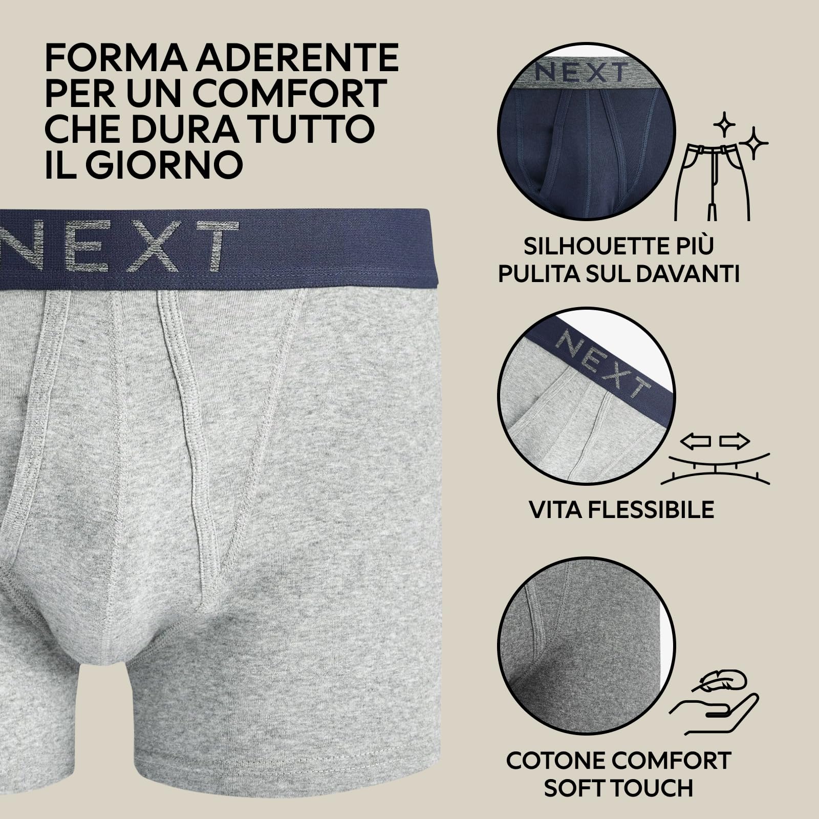 NEXT Boxer da Uomo con Design Frontale ad A, Mutande da Uomo 100% Cotone
