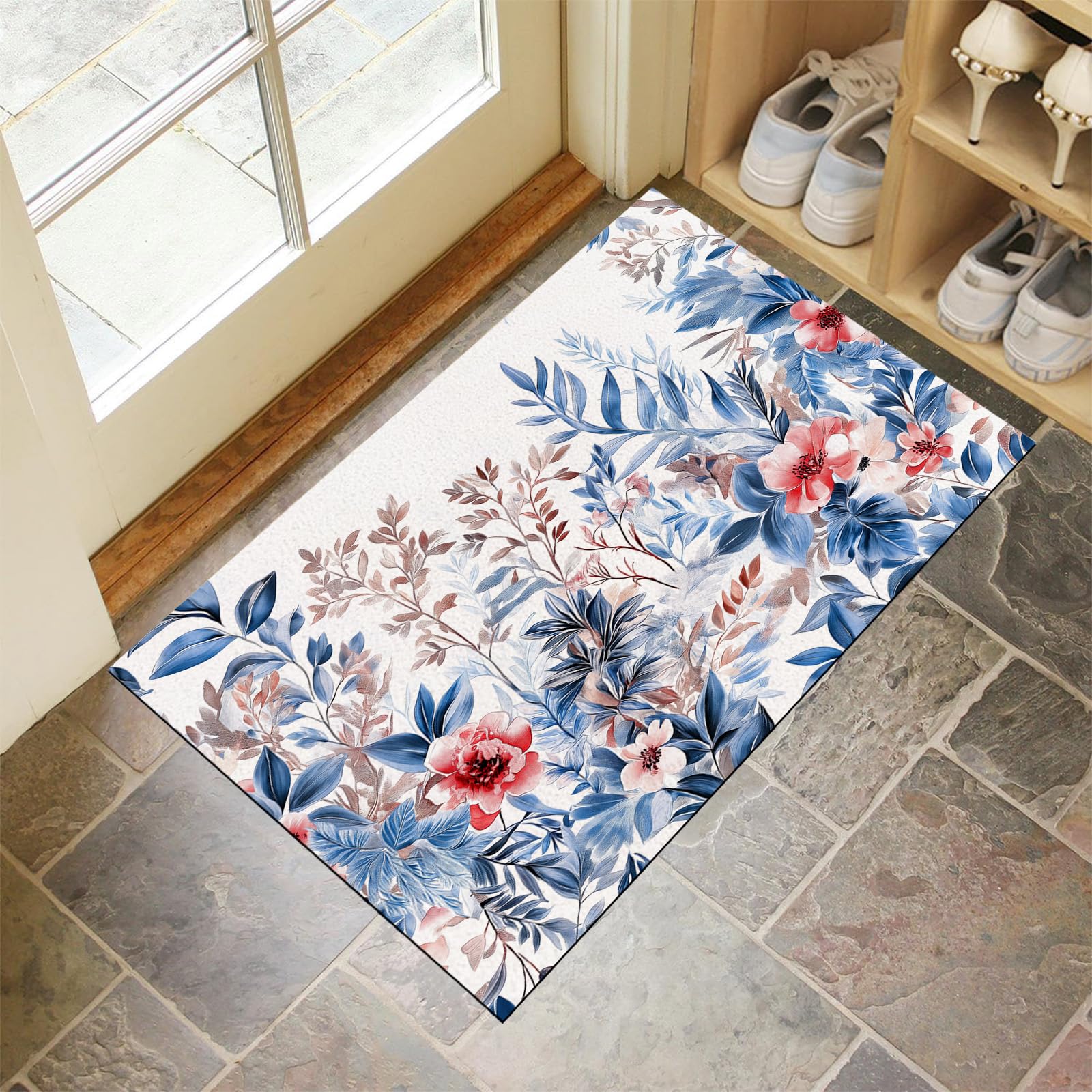 Tapis de porte blanc botanique pour sublimer vos pas