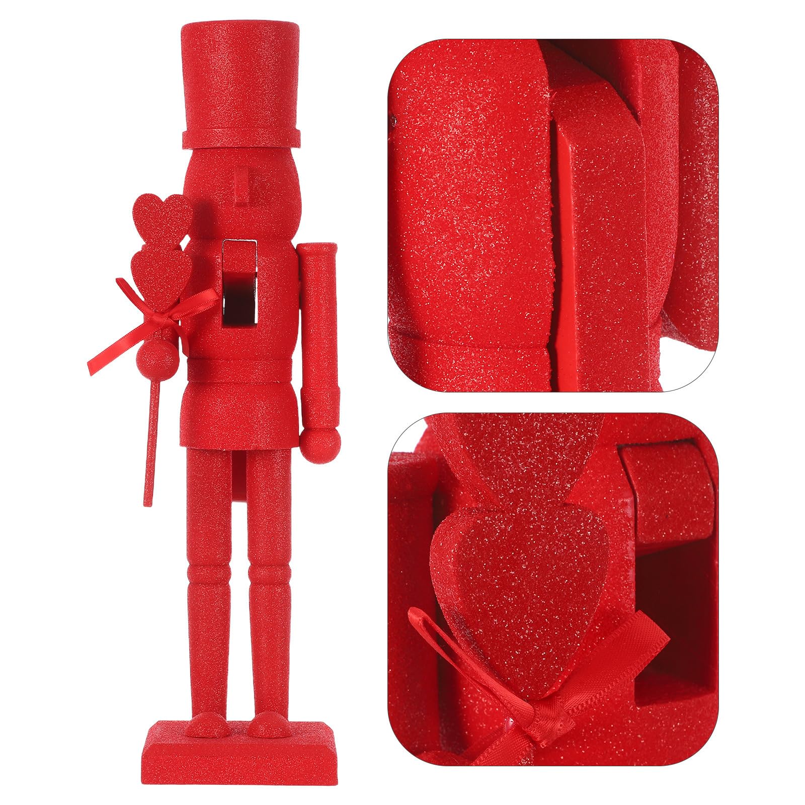 INOOMP Statuina Schiaccianoci in Legno, 36cm, Rossa, Figura Soldato Decorativa da Tavolo, Ornamento da Collezione per Soggiorni e Riunioni Intime, San Valentino e Natale