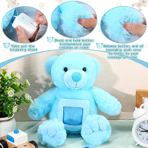 Miniatura 3 de Oso con recuerdo de grabación de voz con mensajes grabables con imágenes, juguete conmemorativo para baby shower, regalo de cumpleaños, regalos de