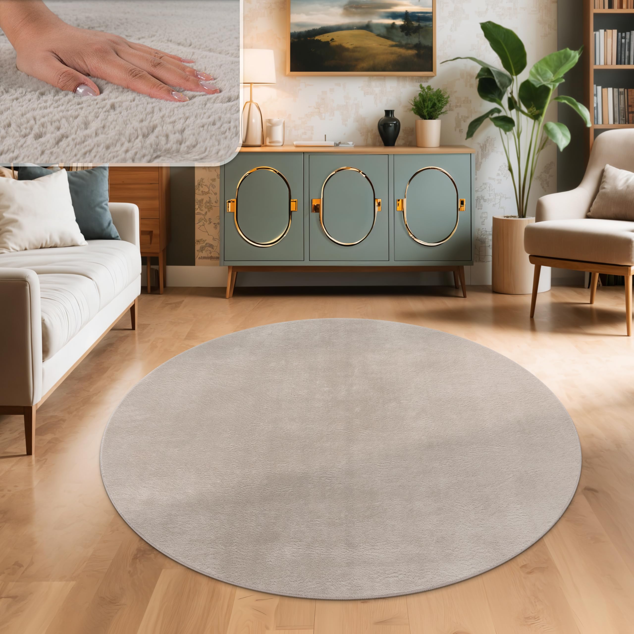 Paco Home Teppich Wohnzimmer Kunstfell weich waschbar modern elegant pflegeleicht Felloptik Uni Seidenglanz flauschig Hochflor, Grösse:80x150 cm, Farbe:Grau