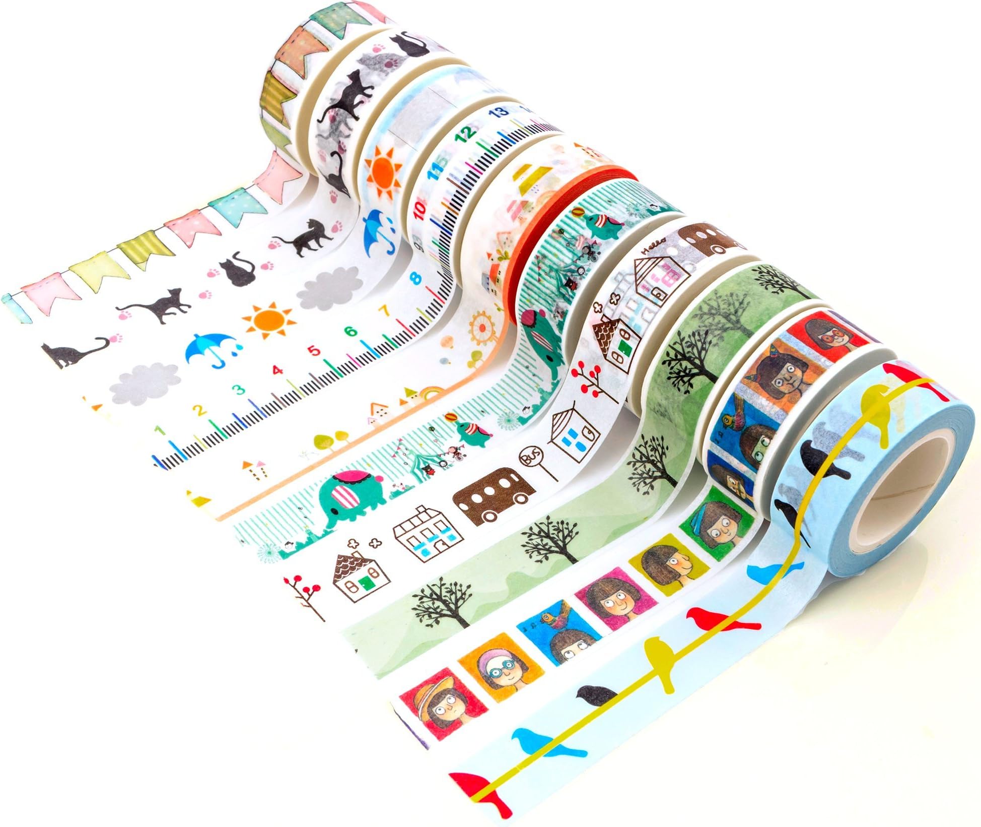 Funny Washi Tape (Set of 10 Rolls) Japanese Decorative Paper Tape, Funny Collection by DIY Crew